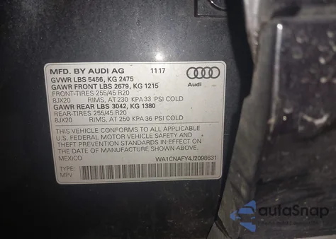 2018 Audi Q5 2.0T Premium/2.0T Tech Premium из США, поврежденный, VIN WA1CNAFY4J2098631